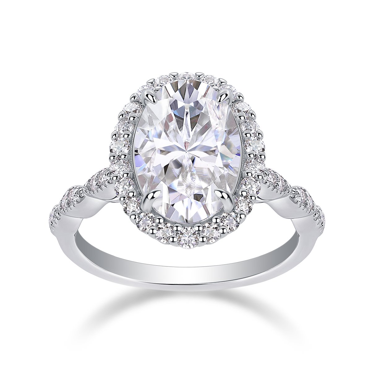 4.5ct Oval Moissanite Halo Twisted-Shank Ring - Image 3