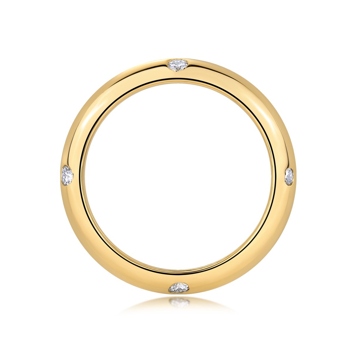 Domed Yellow Gold Band with Scattered Flush-Set Moissanite - Image 2