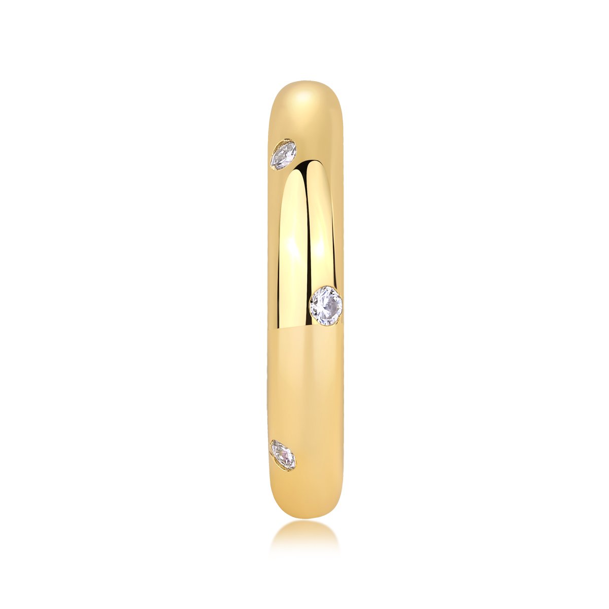 Domed Yellow Gold Band with Scattered Flush-Set Moissanite - Image 3