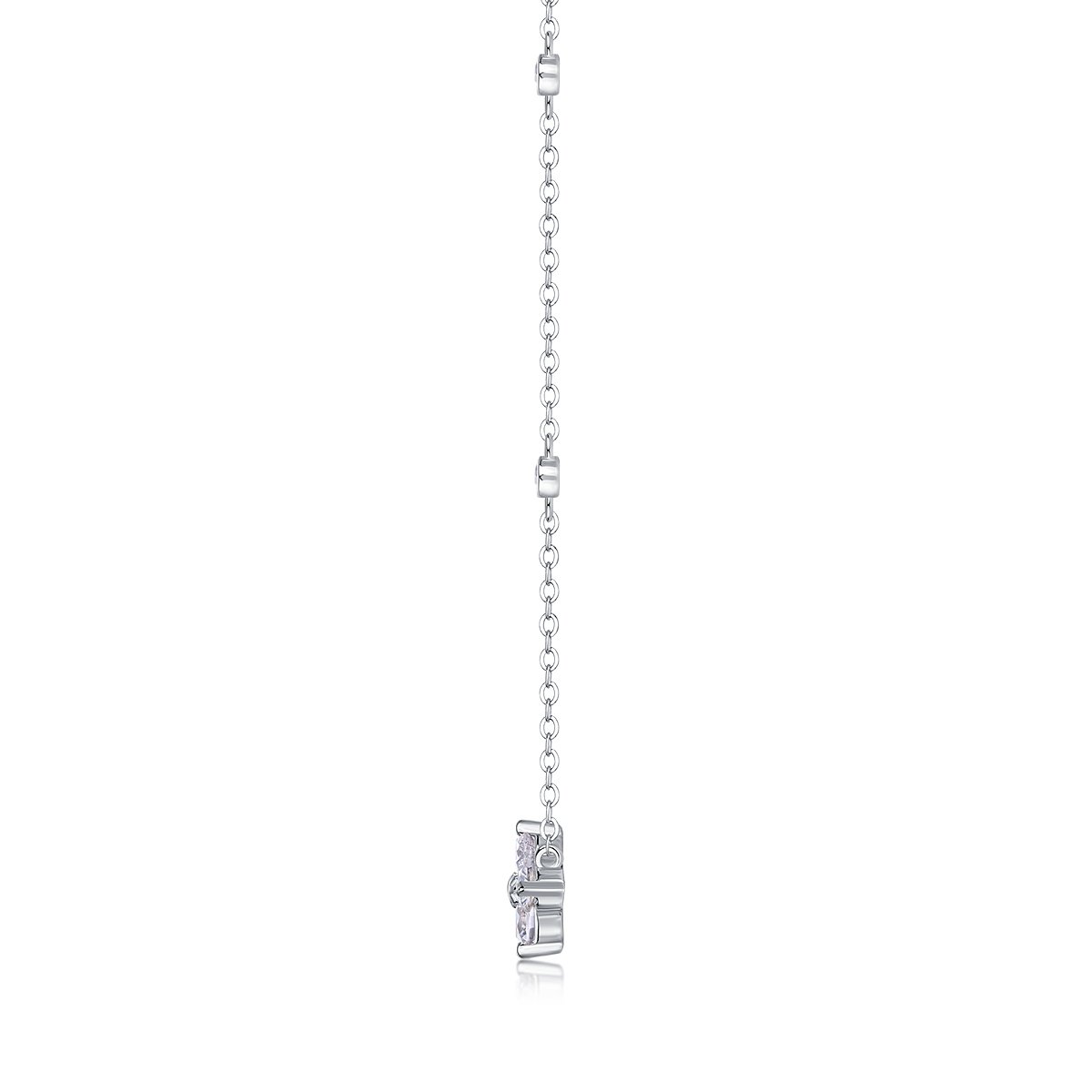 Four-Petal Floral Cluster Moissanite Station Necklace - alternate view