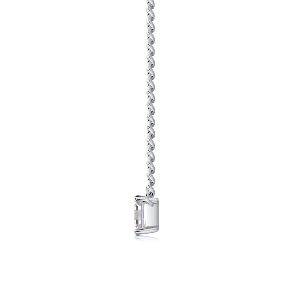 Princess-Cut Solitaire Cuban Chain Moissanite Necklace - Image 2