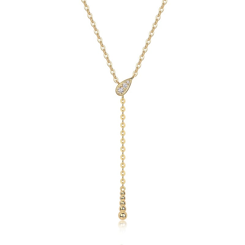 Moissanite Pavé Teardrop Y-Drop Lariat Necklace