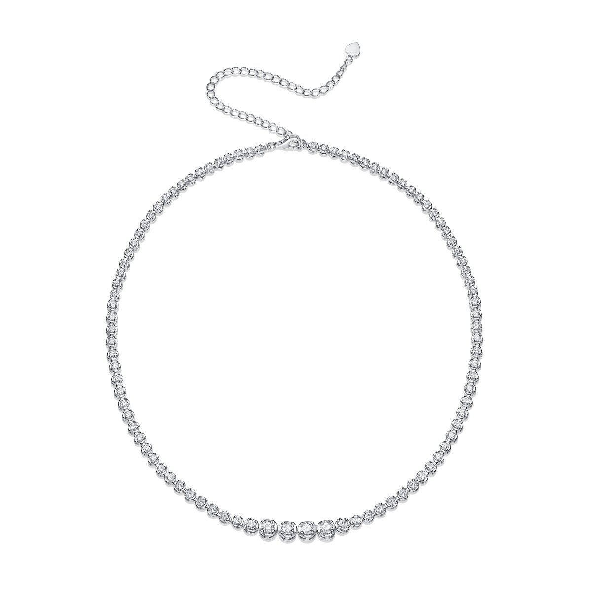 Graduated Round Moissanite Tennis Necklace | DEF VVS | 925 Silver