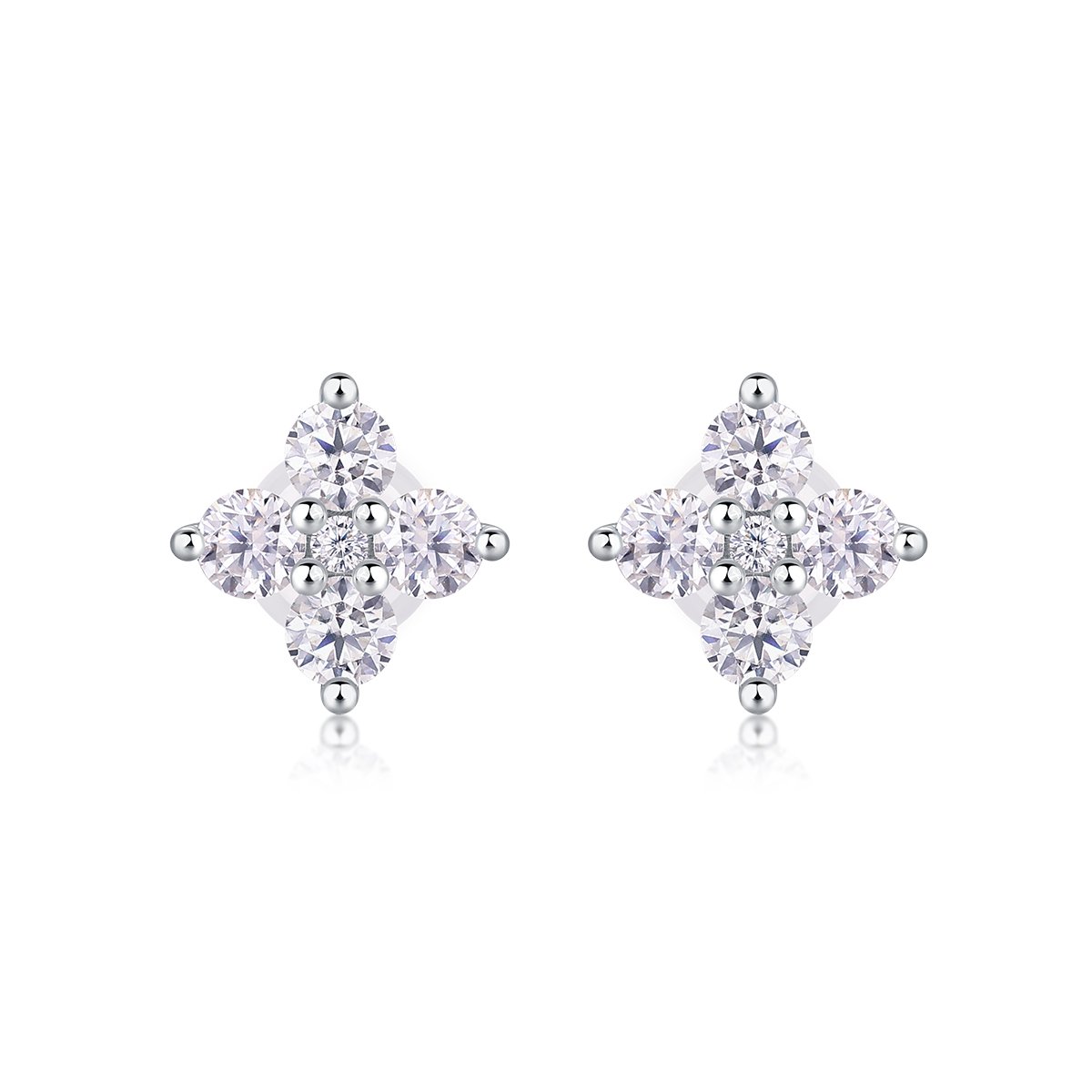 Four-Point Star Clover Cluster Moissanite Stud Earrings