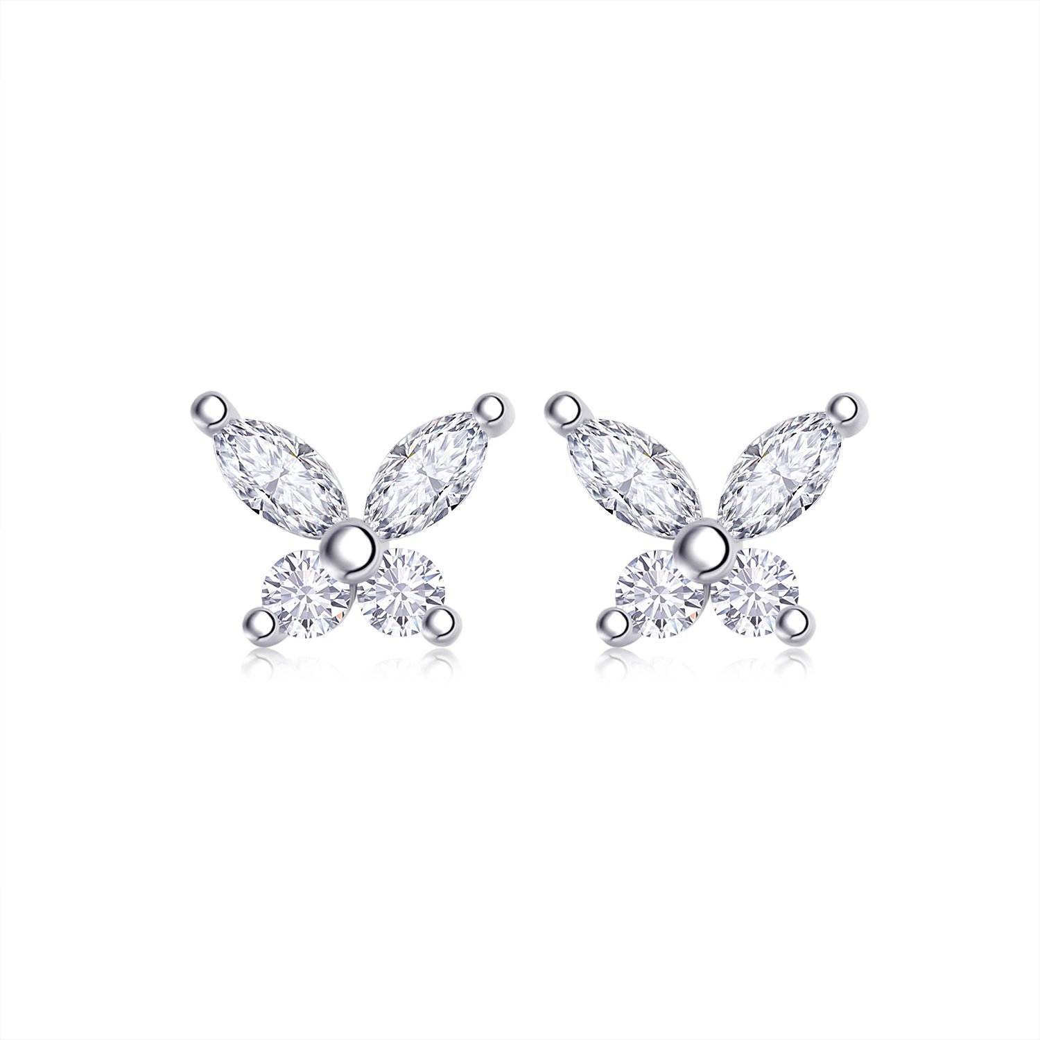 Butterfly Moissanite Stud Earrings – Marquise & Round
