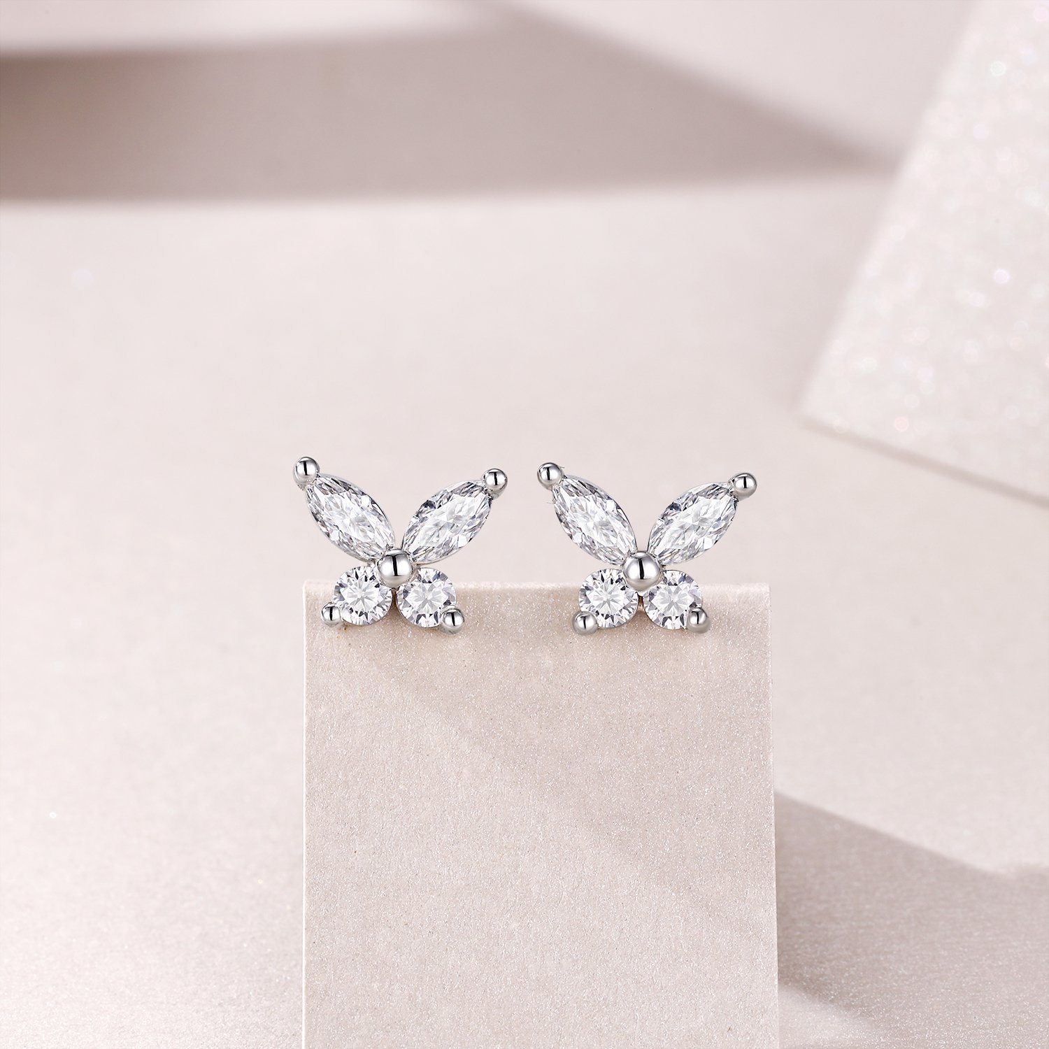 Butterfly Moissanite Stud Earrings – Marquise & Round - Image 3
