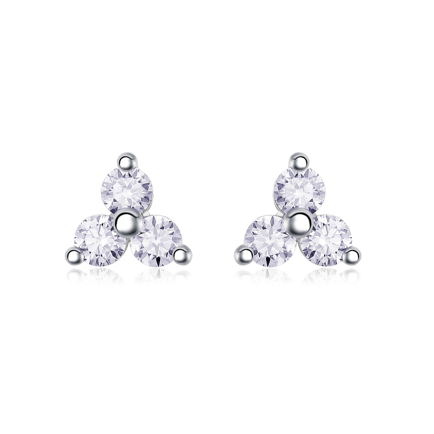 Three-Stone Trio Cluster Moissanite Stud Earrings