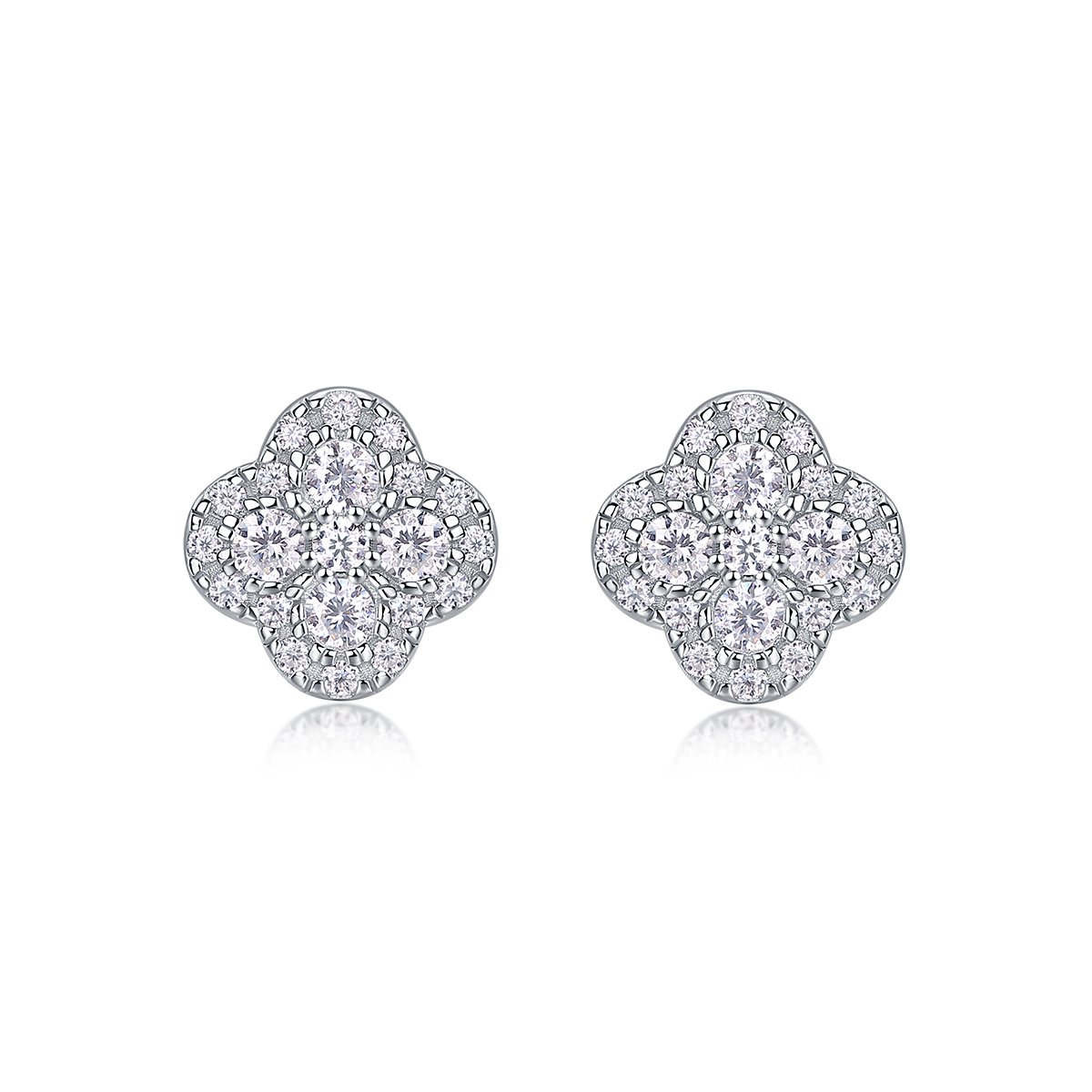 Clover Cluster Moissanite Stud Earrings – 0.46ct DEW Each