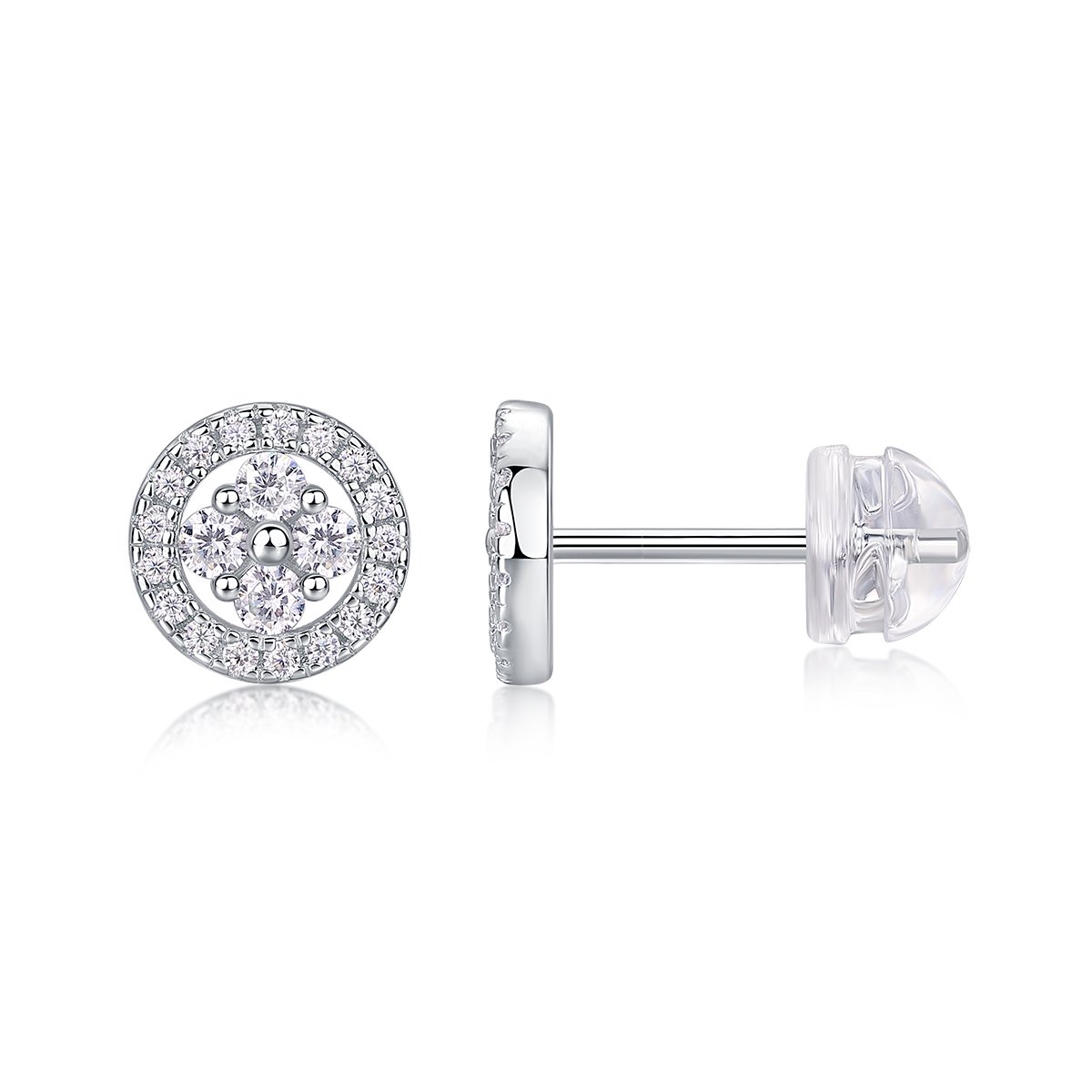 Moissanite Cluster Halo Stud Earrings - alternate view