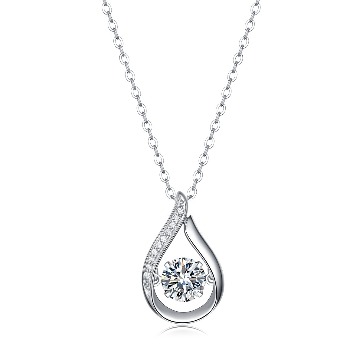 Teardrop Dancing Moissanite Pendant Necklace