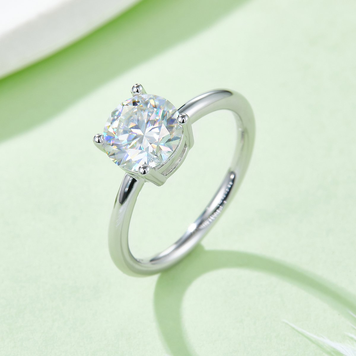 Round Brilliant 3ct Moissanite Solitaire Ring | 9mm DEW | White Gold Over 925 Silver - Image 4