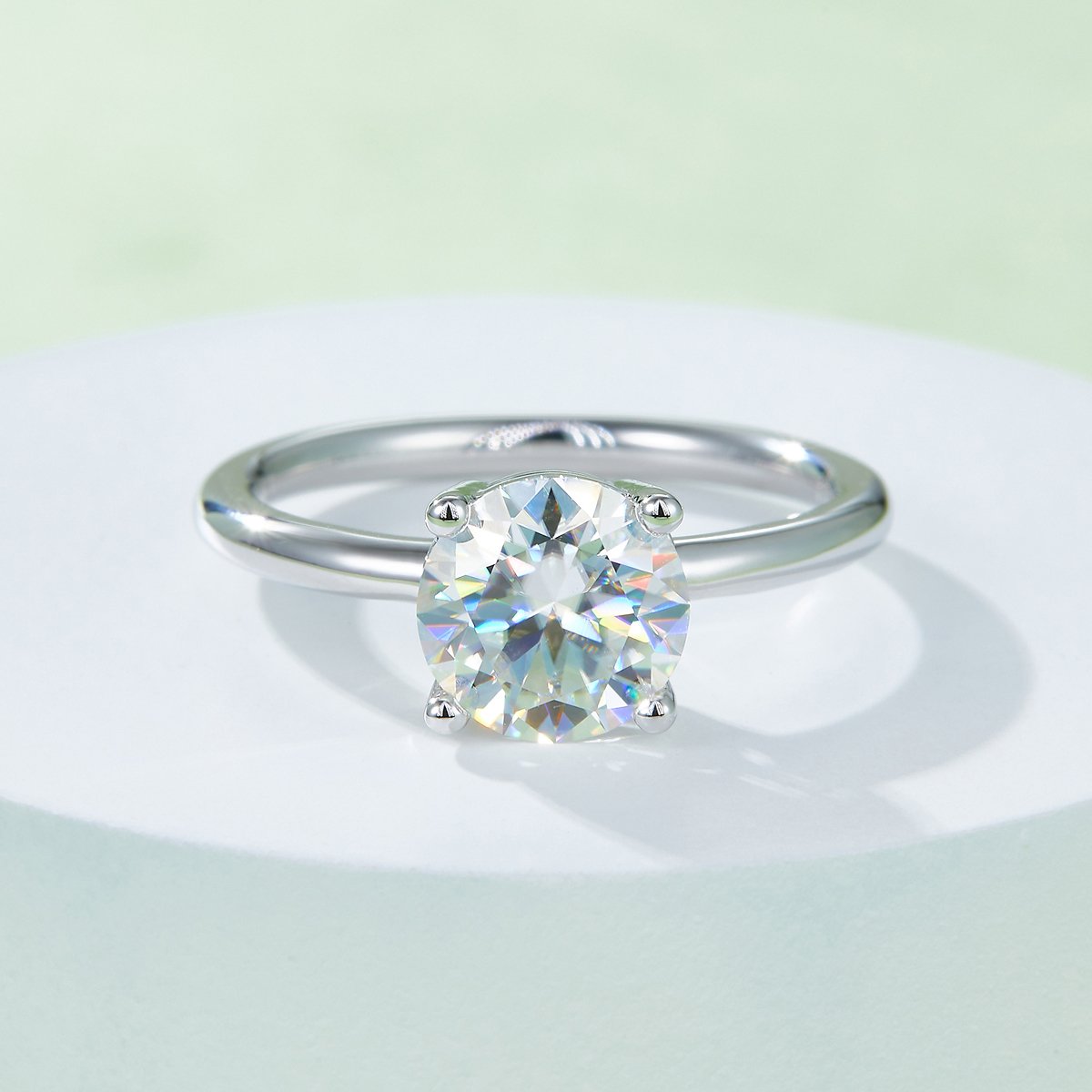 Round Brilliant 3ct Moissanite Solitaire Ring | 9mm DEW | White Gold Over 925 Silver - Image 6
