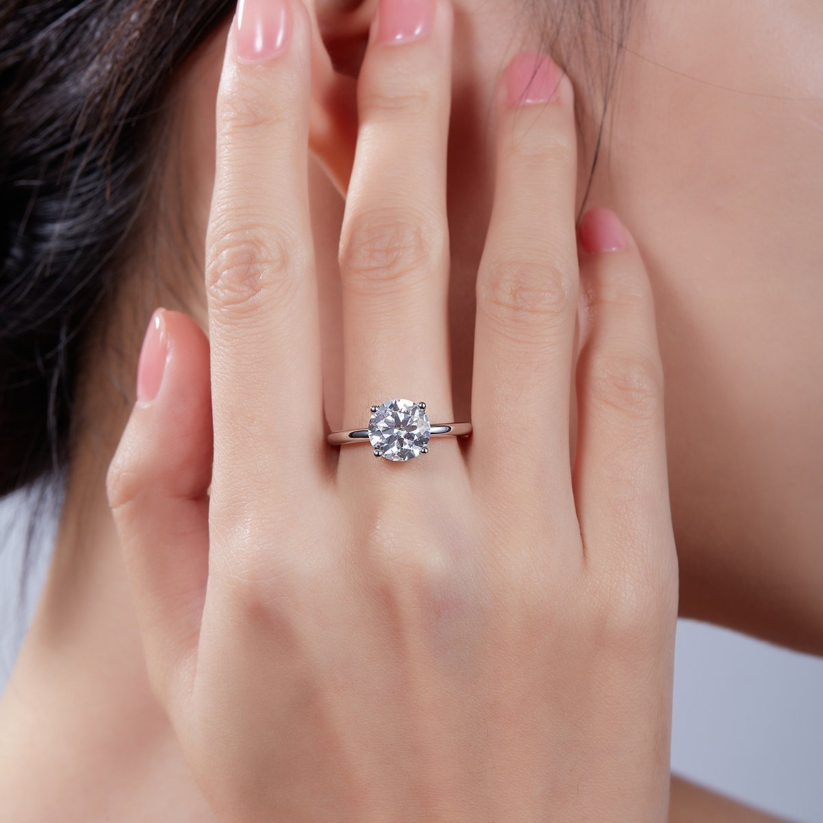 Round Brilliant 3ct Moissanite Solitaire Ring | 9mm DEW | White Gold Over 925 Silver - Image 7