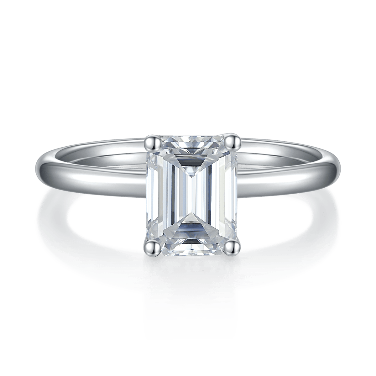 Emerald-Cut 3ct Moissanite Solitaire Ring | White Gold over 925 Silver - Image 3