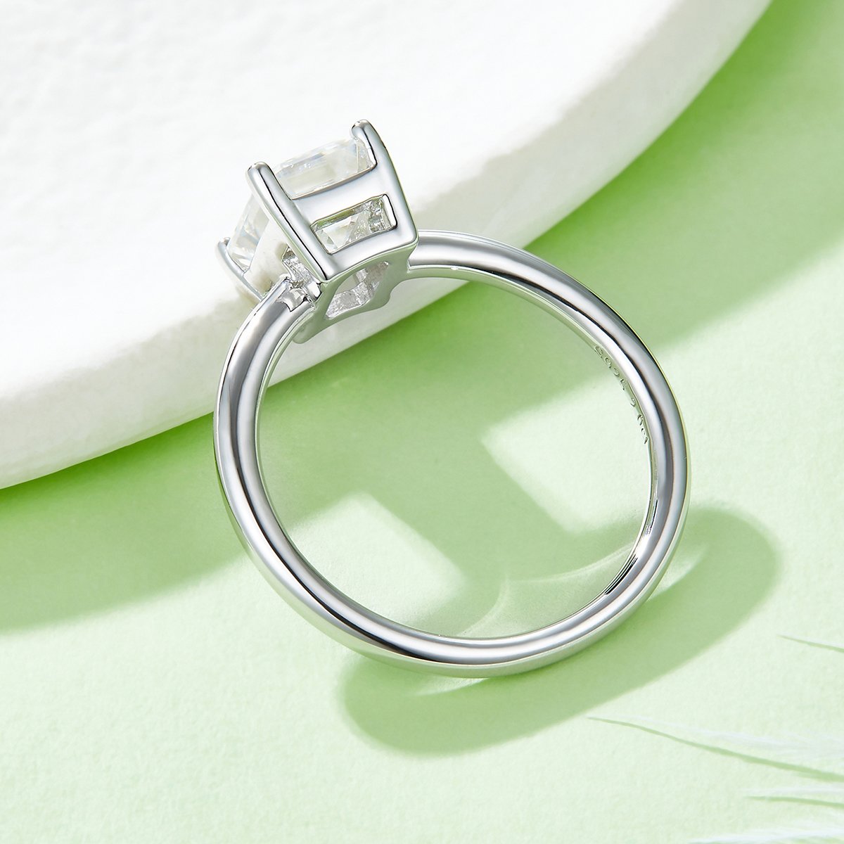 Emerald-Cut 3ct Moissanite Solitaire Ring | White Gold over 925 Silver - Image 5