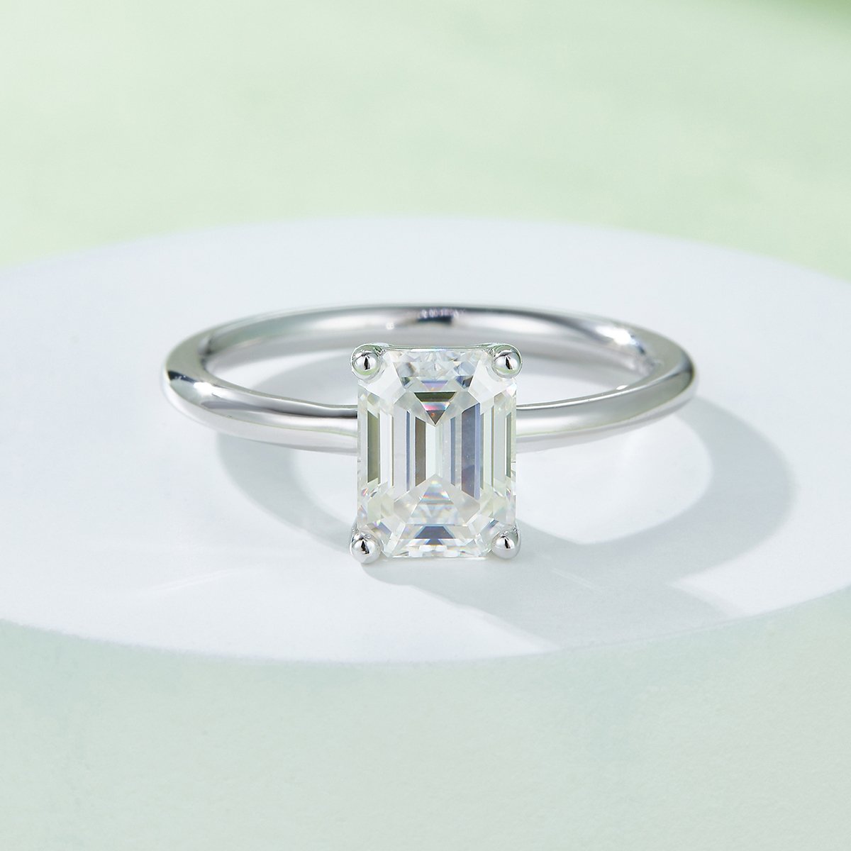 Emerald-Cut 3ct Moissanite Solitaire Ring | White Gold over 925 Silver - Image 6