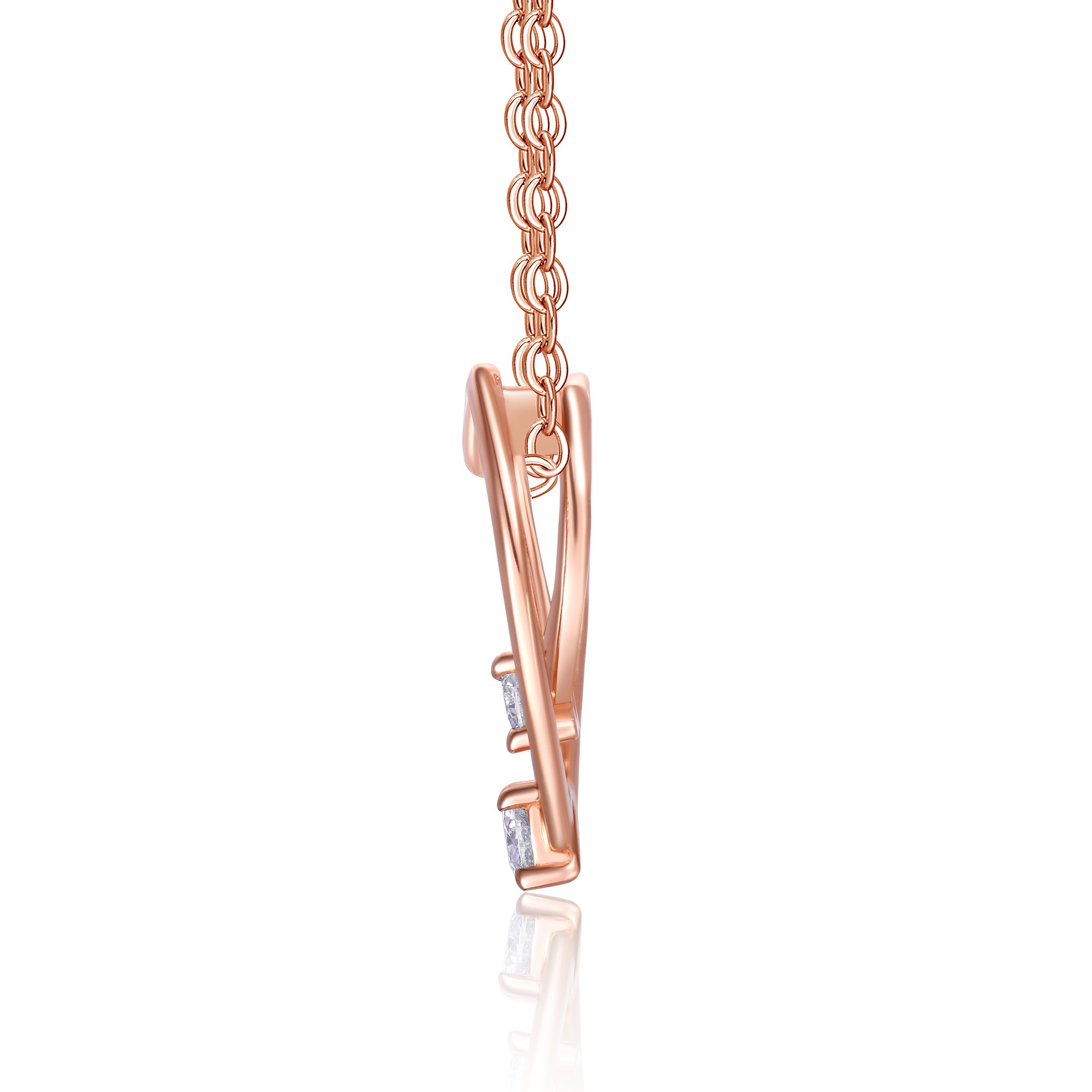 Moissanite Double Heart Necklace | Rose Gold Nested Open-Heart Pendant - Image 2