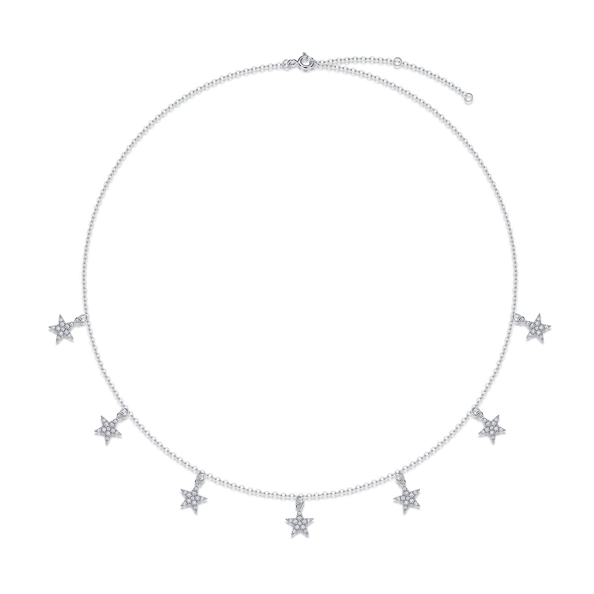 Pave Star Station Moissanite Necklace - alternate view