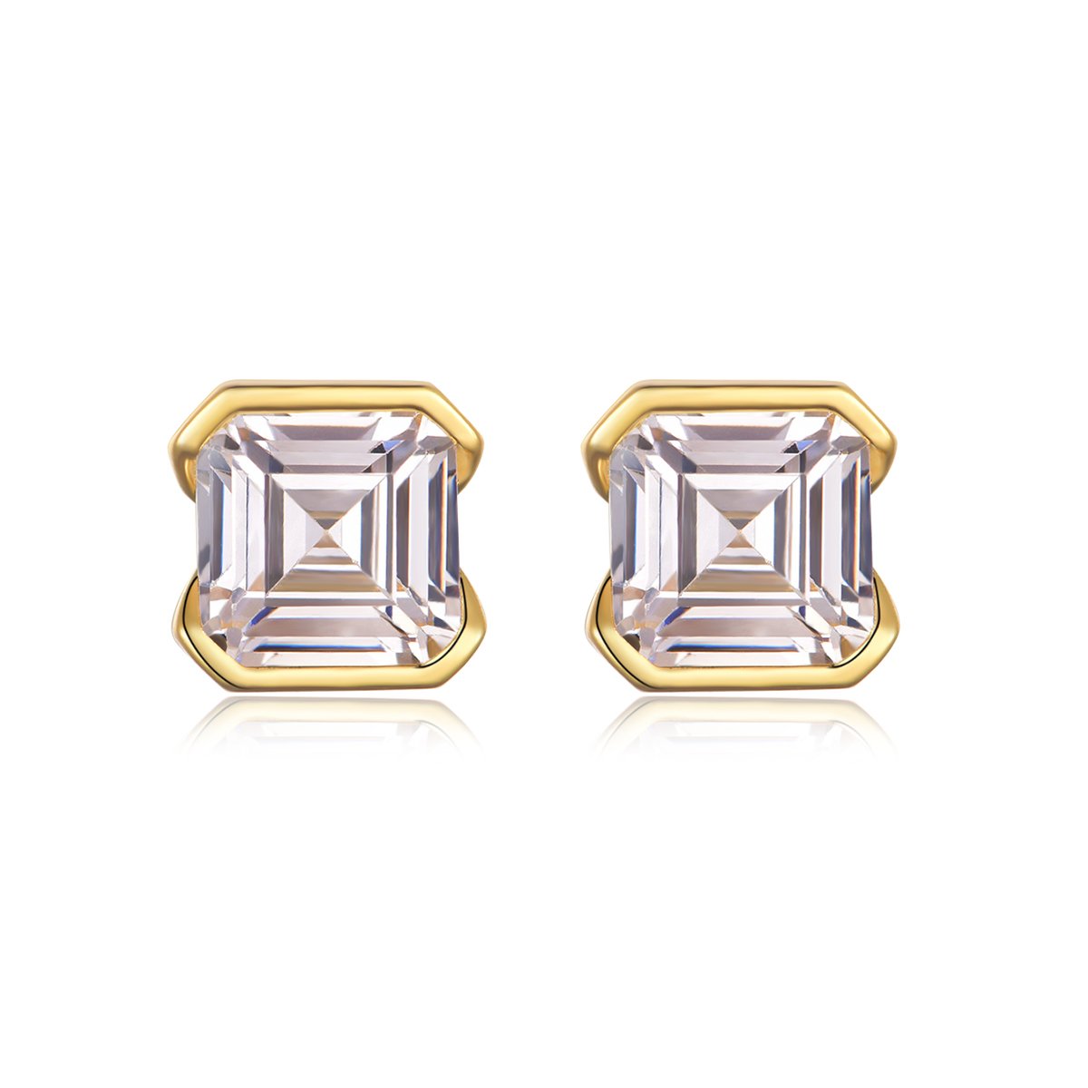2ct Asscher-Cut Moissanite Bezel Stud Earrings