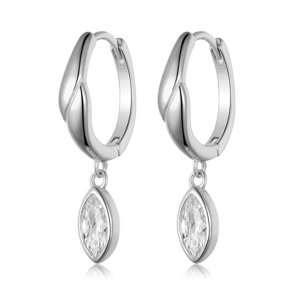 Marquise Moissanite Bezel Huggie Drop Earrings - Image 2