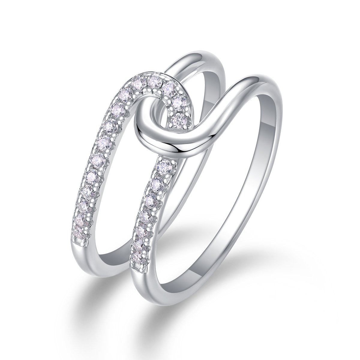 Knotted Double-Band Pavé Moissanite Ring