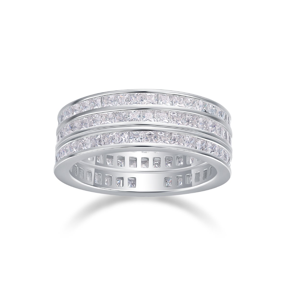 Double-Row Princess-Cut Moissanite Eternity Ring in 925 Sterling Silver - Image 2