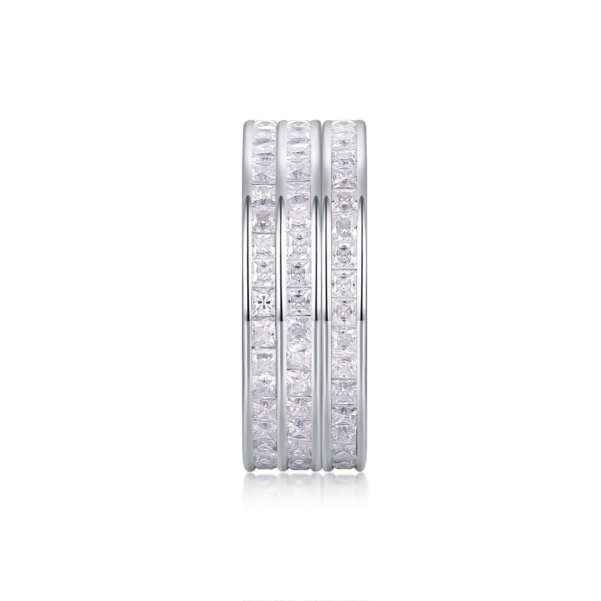 Double-Row Princess-Cut Moissanite Eternity Ring in 925 Sterling Silver - Image 4