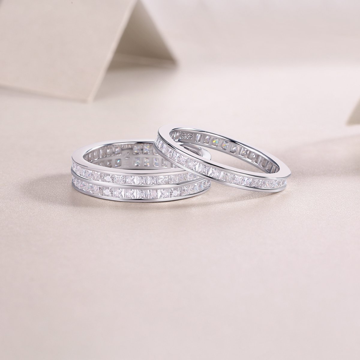 Double-Row Princess-Cut Moissanite Eternity Ring in 925 Sterling Silver - Image 5