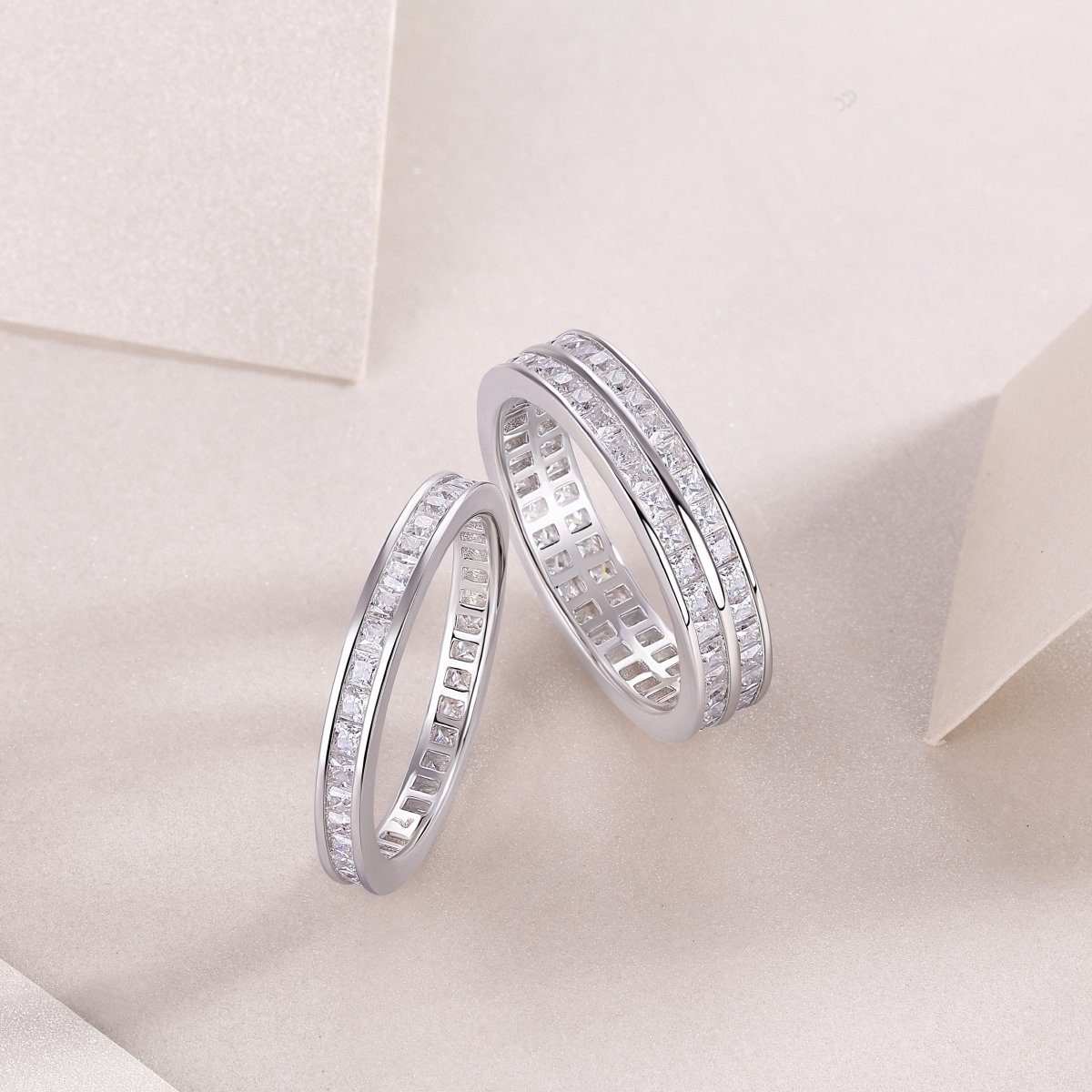 Double-Row Princess-Cut Moissanite Eternity Ring in 925 Sterling Silver - Image 6