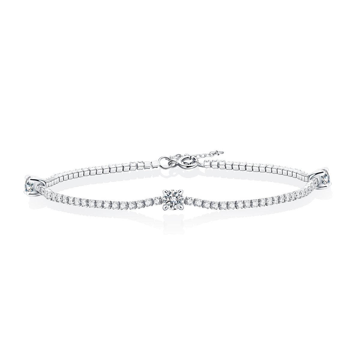 Round Station Moissanite Tennis Bracelet