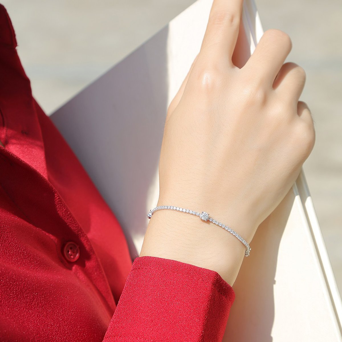 Round Station Moissanite Tennis Bracelet - Image 4