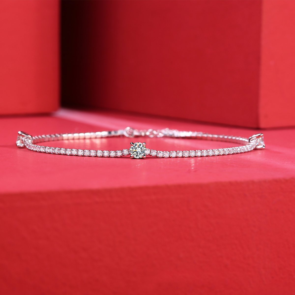 Round Station Moissanite Tennis Bracelet - Image 5