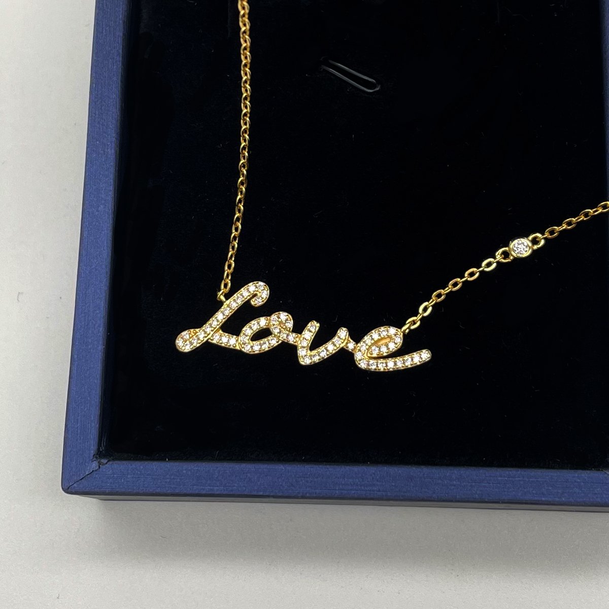 Pave Love Script Moissanite Necklace | 925 Silver | White & Yellow Gold - Image 6