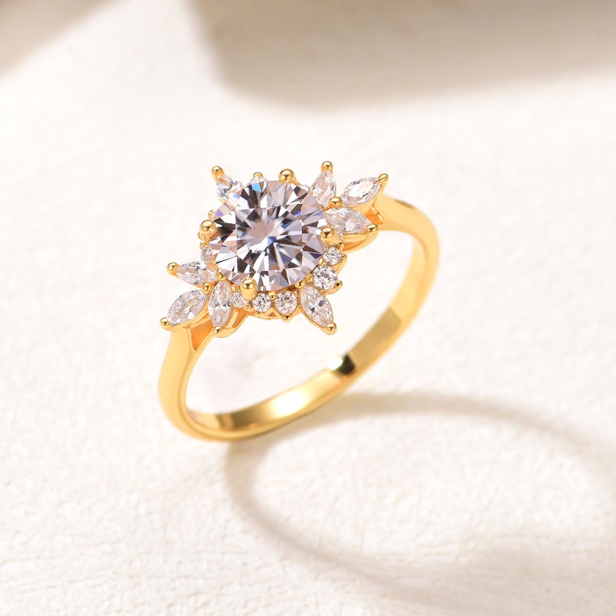 1.2ct Round Moissanite Floral Snowflake Ring - Image 4