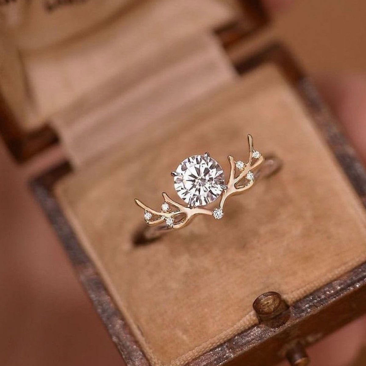 Round Moissanite Branch & Vine Solitaire Ring - Image 5