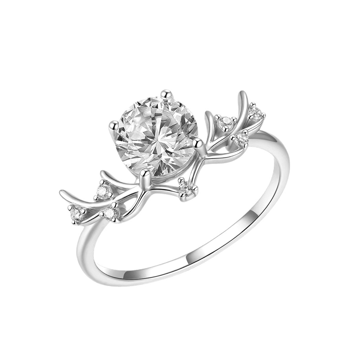 Round Moissanite Branch & Vine Solitaire Ring - Image 6