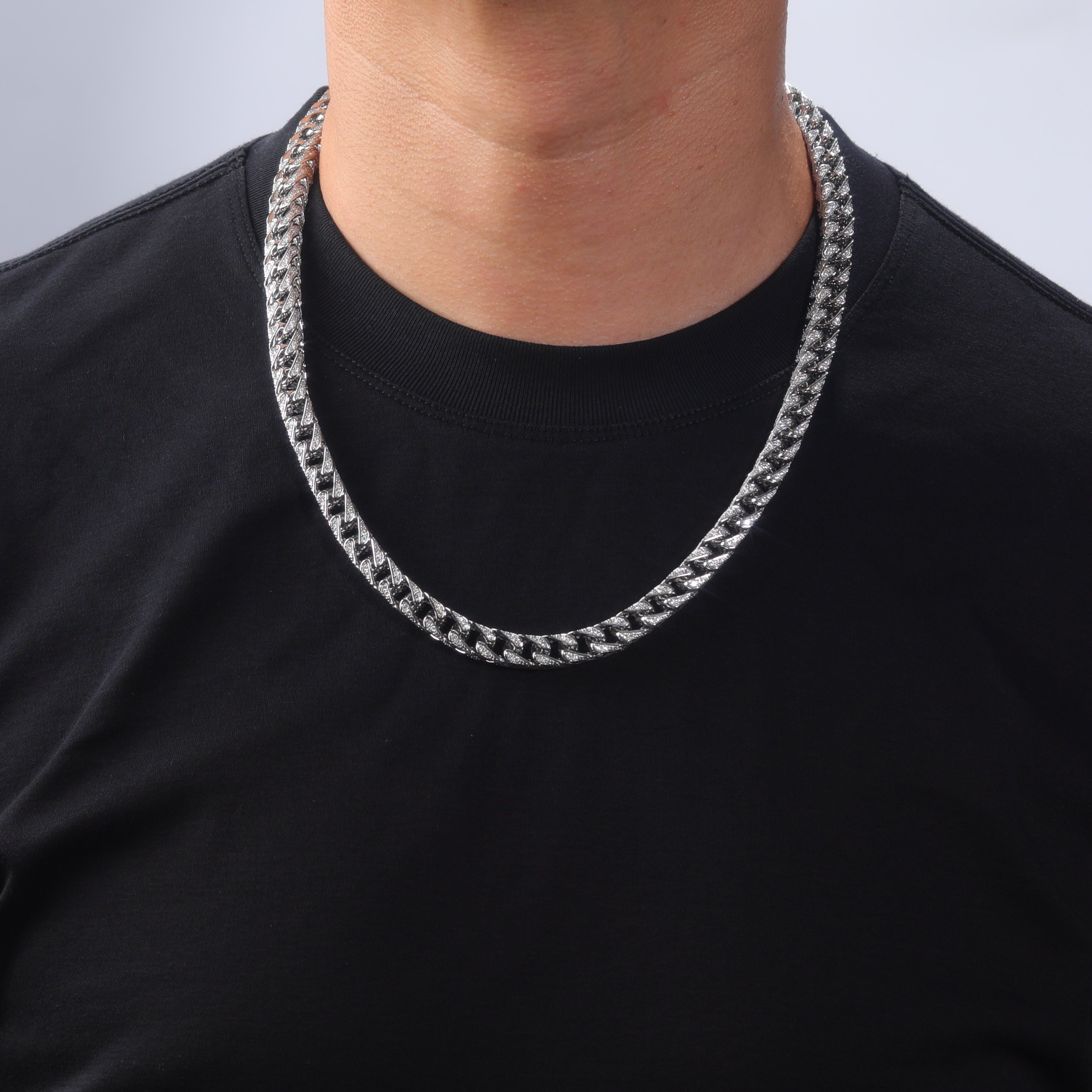 7mm Iced Cuban Link Moissanite Chain in 18K White Gold - Image 6