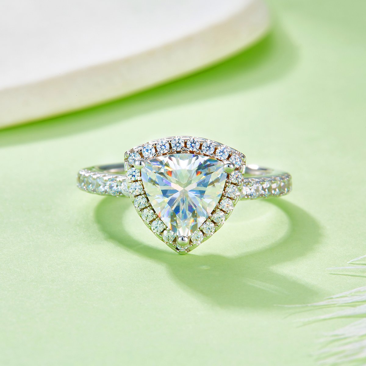 2ct Trillion-Cut Moissanite Halo Ring - Image 6
