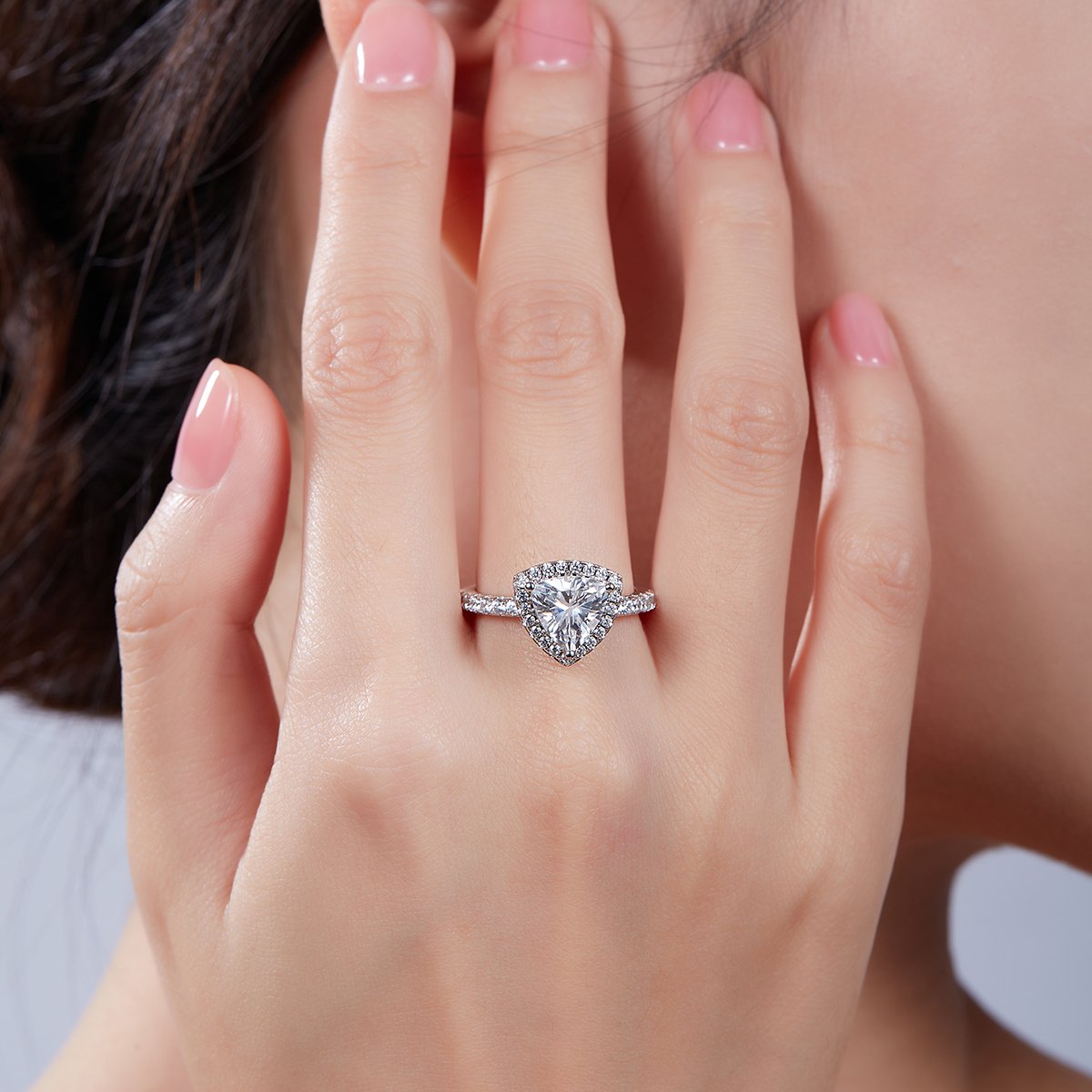 2ct Trillion-Cut Moissanite Halo Ring - Image 7