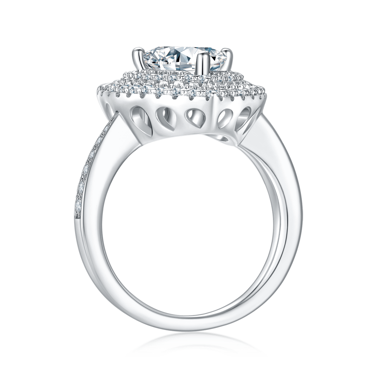 2ct Trillion-Cut Moissanite Double-Halo Ring | 8mm DEF VVS | 925 Silver - Image 3