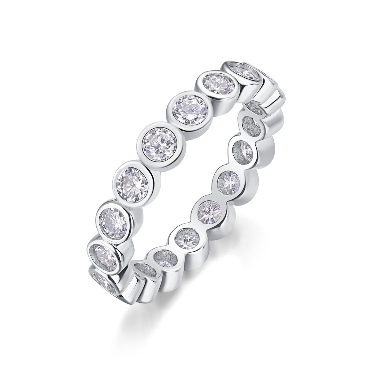 Bezel-Set Round Moissanite Eternity Ring
