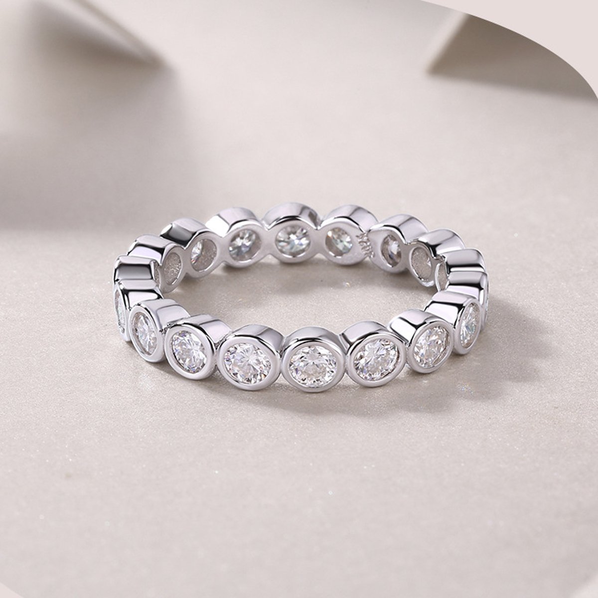 Bezel-Set Round Moissanite Eternity Ring - Image 2