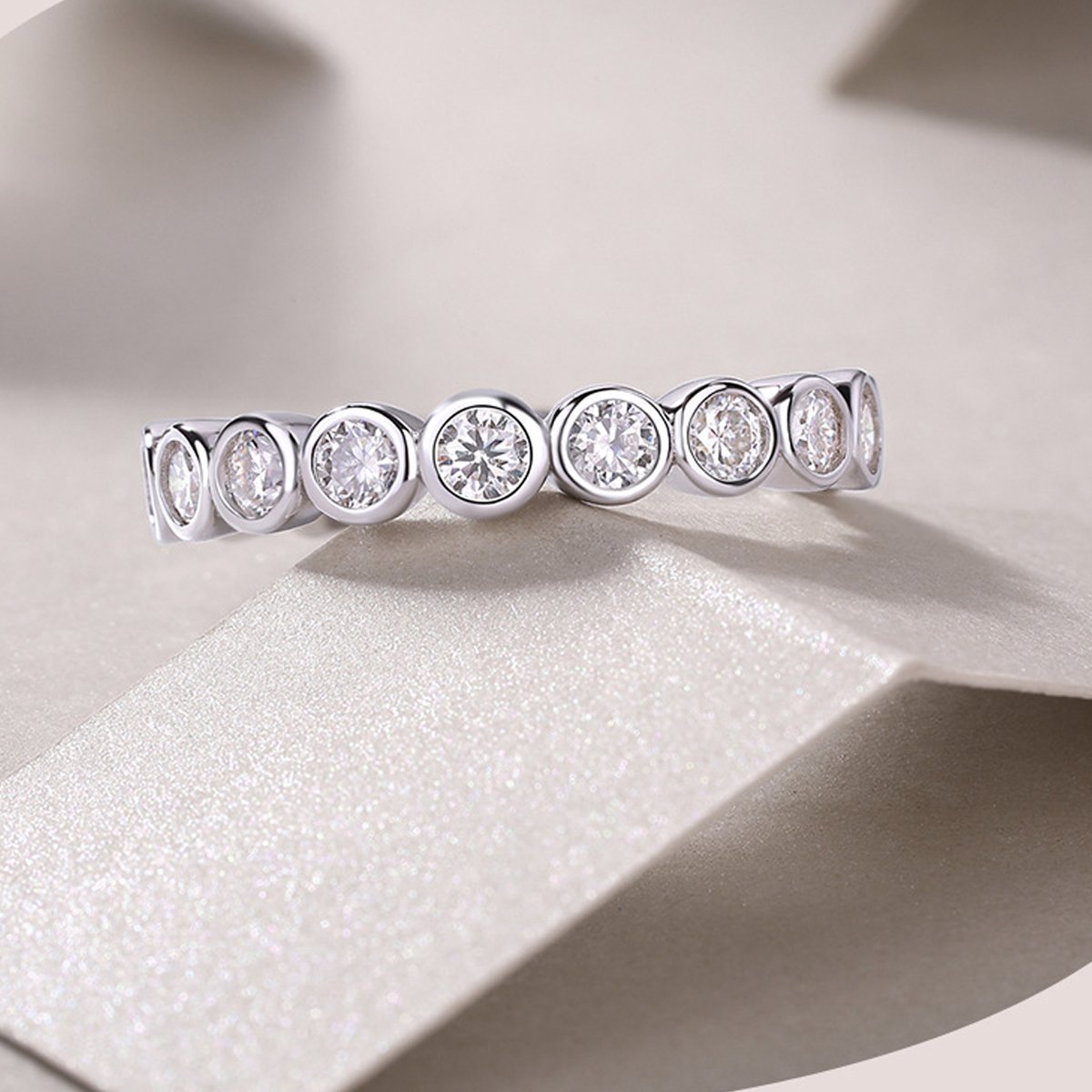 Bezel-Set Round Moissanite Eternity Ring - Image 3
