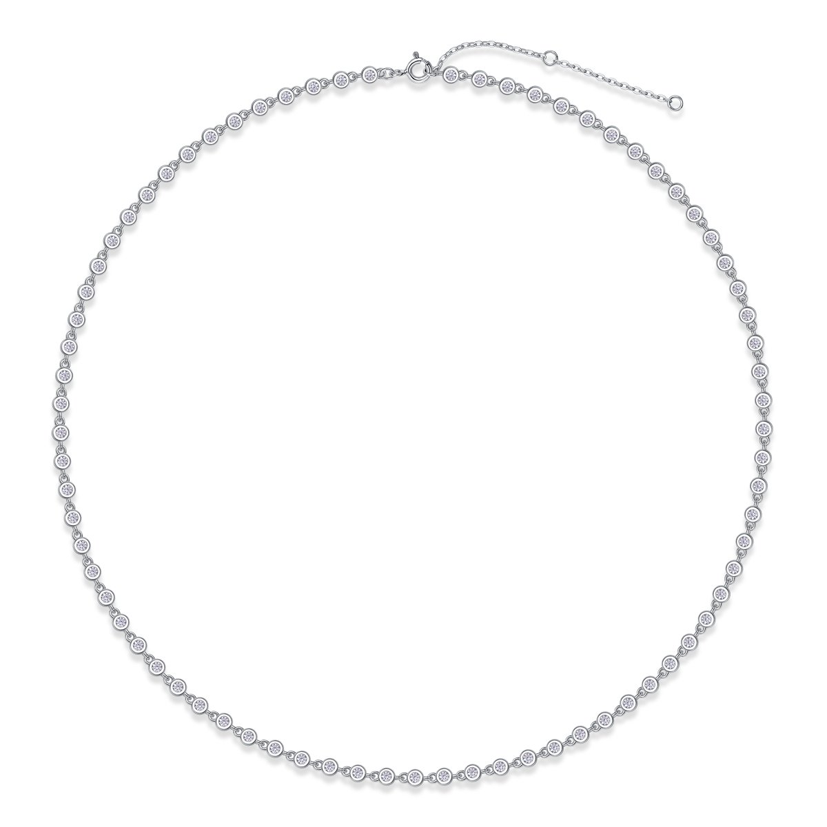 Moissanite Bezel Bubble Station Tennis Necklace