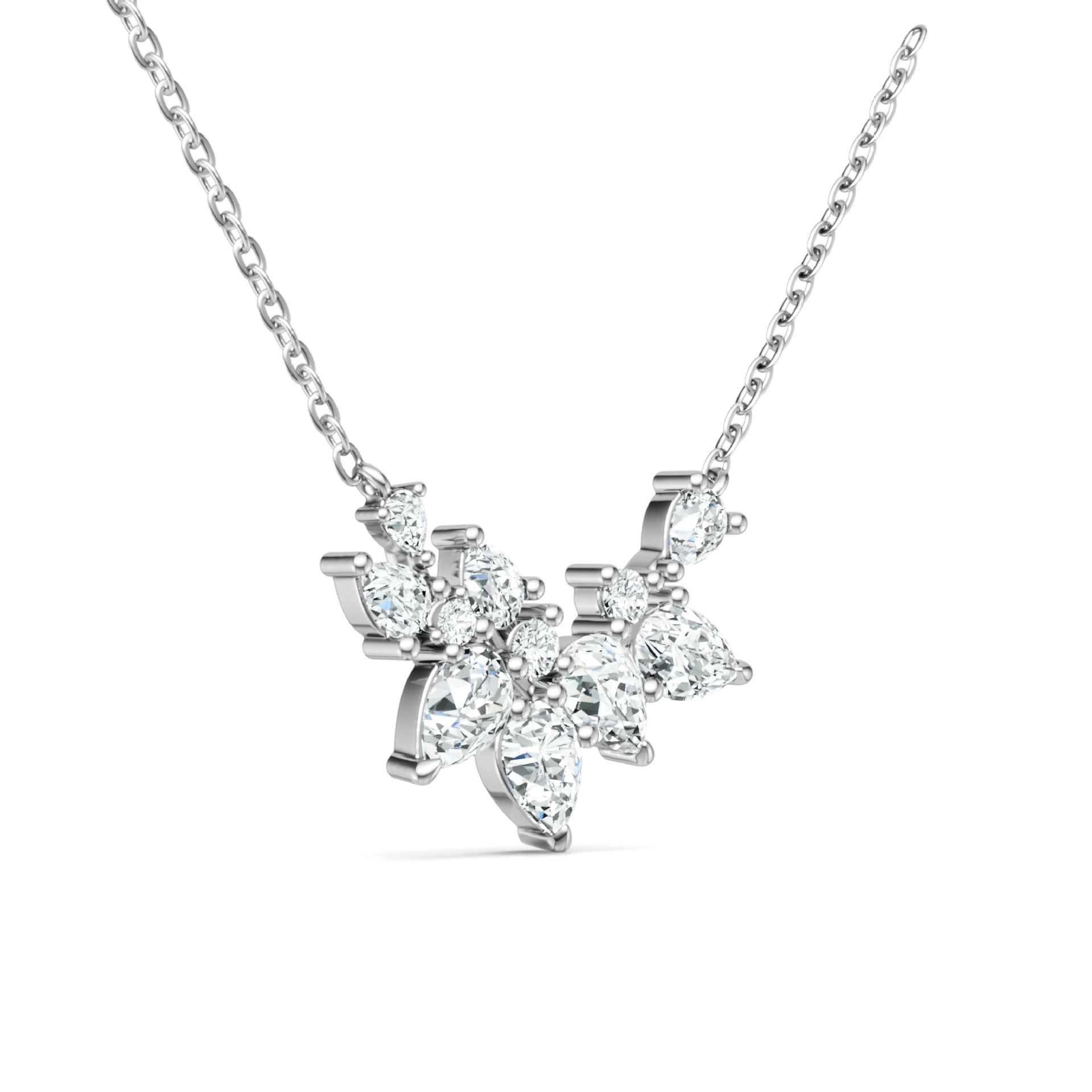 Moissanite Pear Cluster Scatter Necklace | 3.21ct DEW | 925 Silver - Image 2