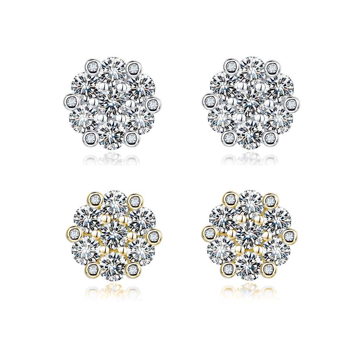 1.5ct Moissanite Cluster Flower Stud Earrings