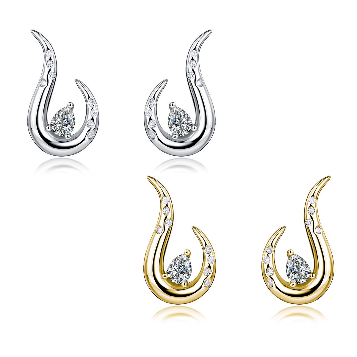 Pear-Cut Moissanite Flame Stud Earrings
