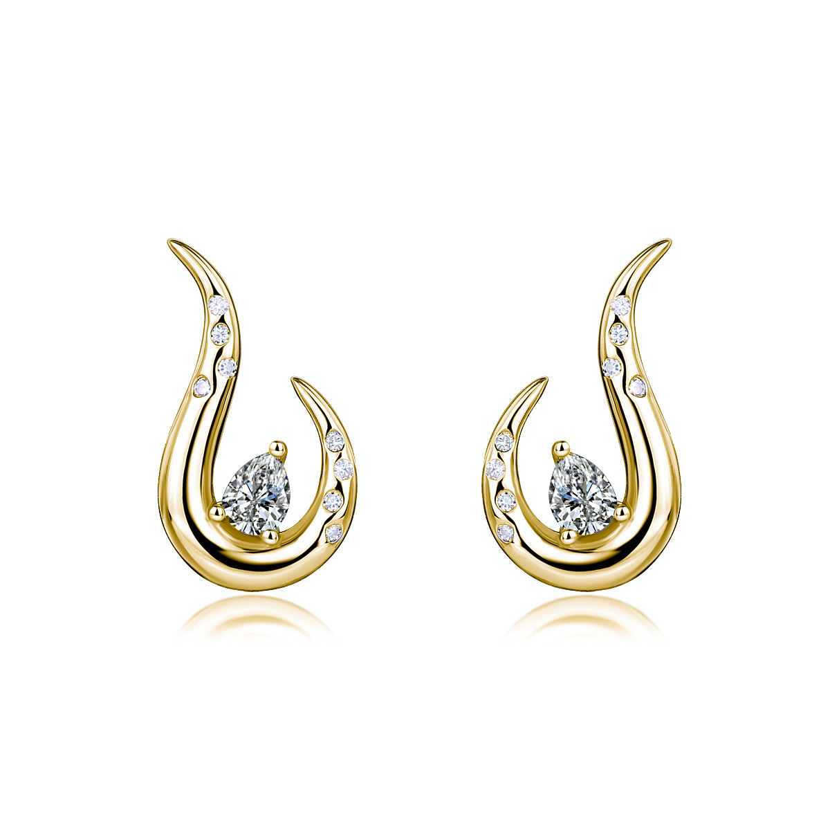 Pear-Cut Moissanite Flame Stud Earrings - Image 5