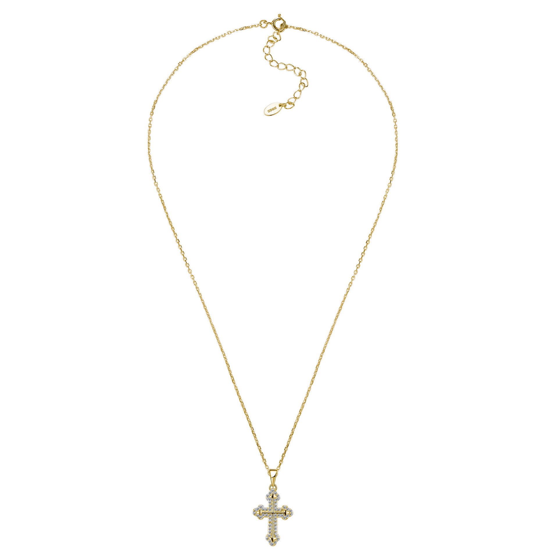Moissanite Pave Budded Cross Necklace - Image 2