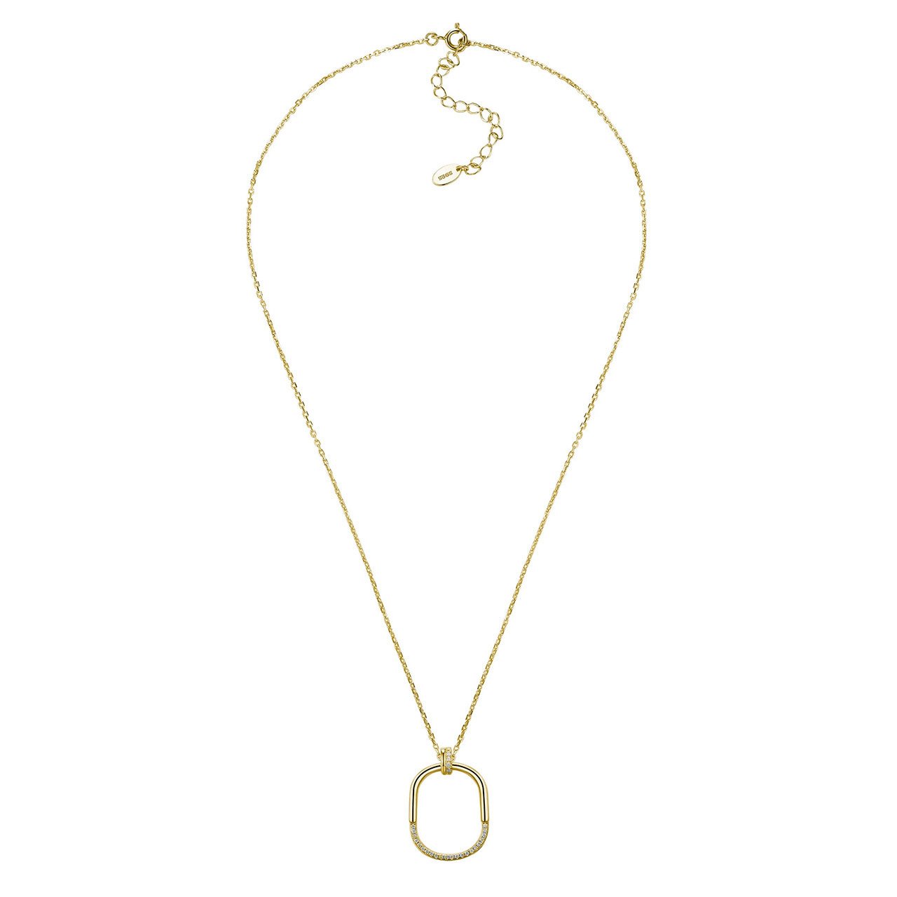 Geometric Oval Open-Link Moissanite Pendant Necklace | 925 Silver - Image 2